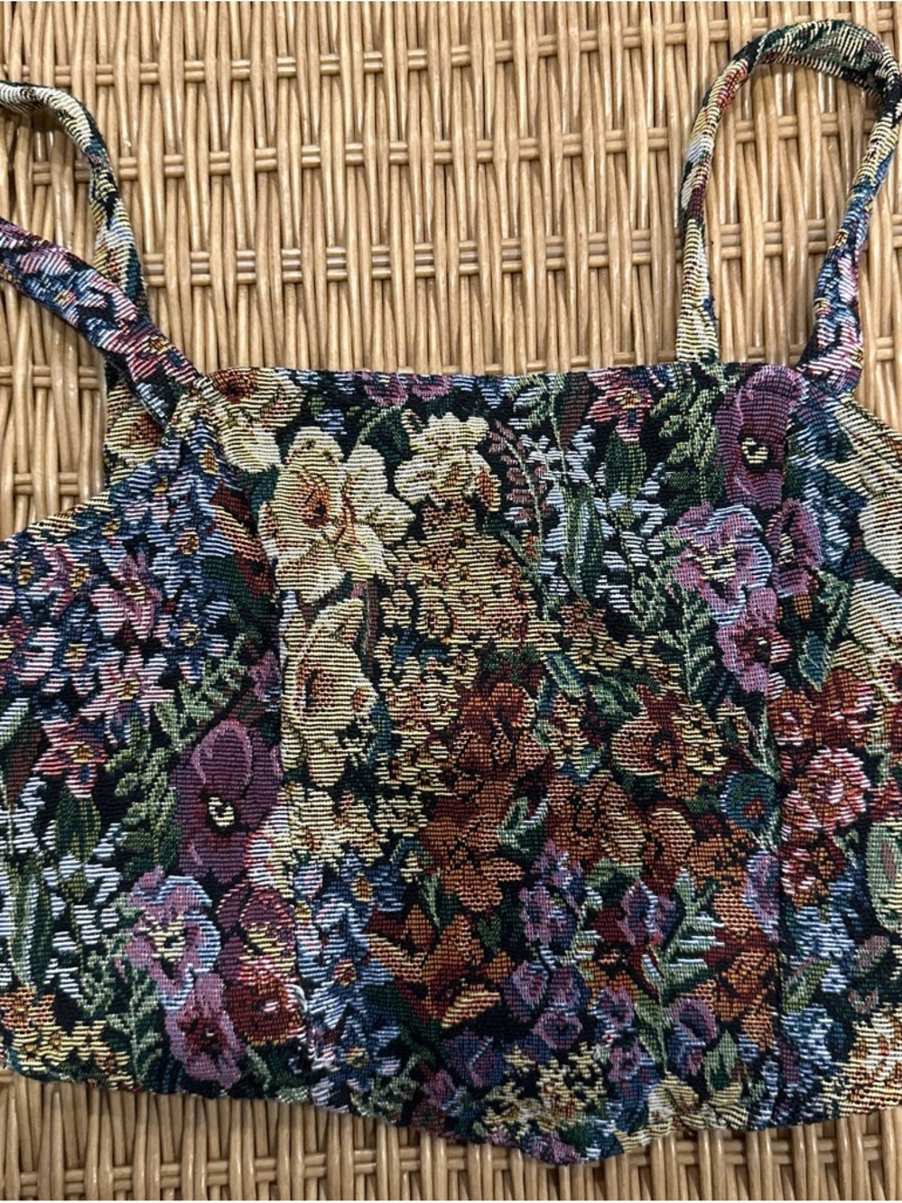 Floral Woven Crop Cami Top - Multicolor